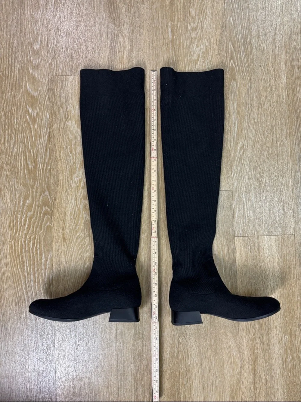 Vivaia Black Knit Sock Knee High Boots size 37.5